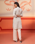Hayaat Powder Blue Embroidered Cotton Linen Tunic for Women