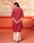 Kyra Cherry Red Printed Cotton Designer Kurta for Women