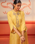 Rumi Bright Yellow Printed Tunic Set for Women