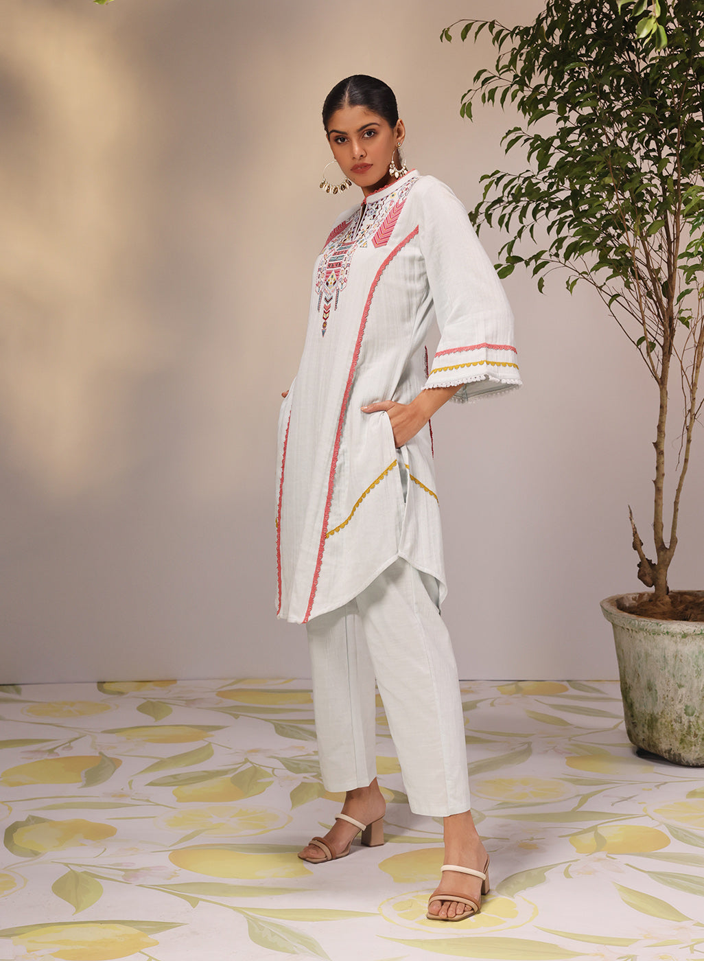 Aisha Powder Blue Embroidered Cotton Designer Kurta Set for Women