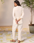 Back View of Ameera Ivory Embroidered Georgette Shirt