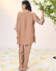 Heer Taupe Embroidered Co-ord Set for Women