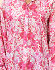 Noora Rouge Pink Printed Cotton Shirt for Women