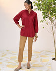 Ameera Red Embroidered Georgette Shirt From Lakshita