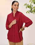 Ameera Red Embroidered Georgette Shirt for Women