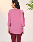 Back View of Ameera Watermelon Pink Embroidered Georgette Shirt