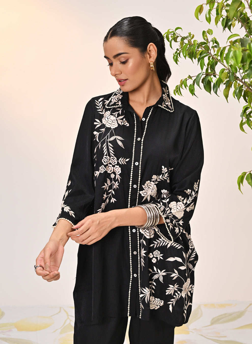 Heer Black Embroidered Co-ord Set for Women
