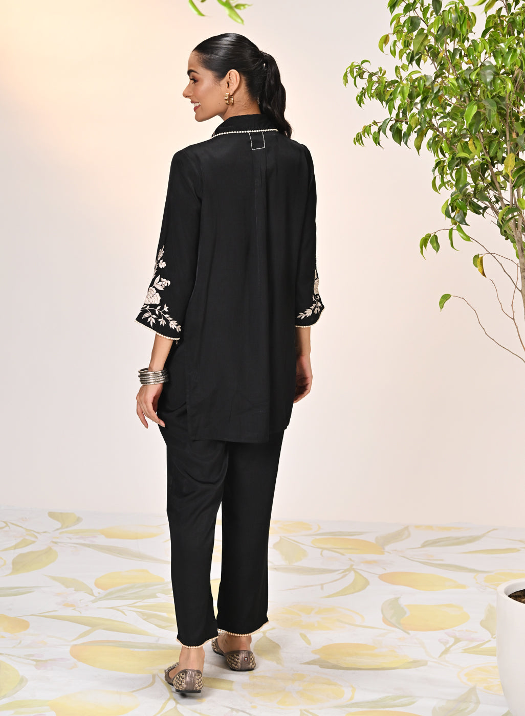 Heer Black Embroidered Co-ord Set for Women
