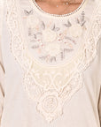 Amara Ivory Embroidered Cotton Kurta Set for Women