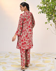 Ramsha Beige with Red Printed Viscose Rayon Co-ord Set for Women