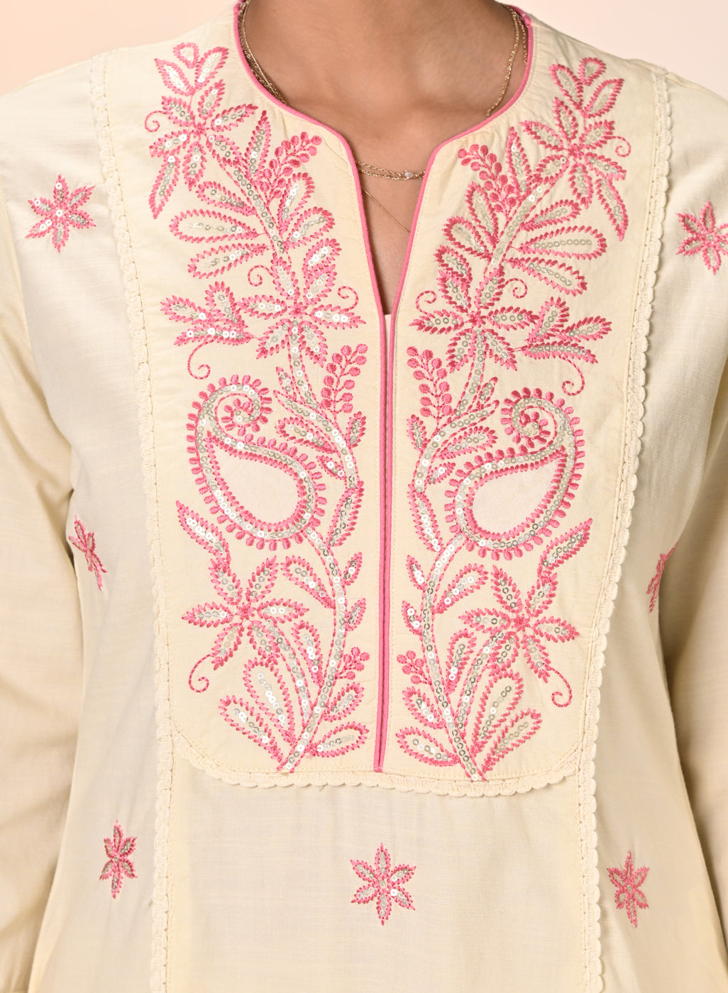 Gulaab Butter Embroidered Cotton Linen Kurta Set for Women