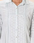 Mehreen Blue Embroidered Schiffli Shirt for Women