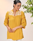 Rifa Sunshine Embroidered Crinkled Crepe Top for Women