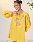 Elnaz Yellow Embroidered Top for Women