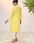 Zainab Lemon Embroidered Cotton Linen Indo-western Dress for Women