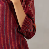 Nazneen Fuchsia Abstract Printed Asymmetrical Hem Straight Mid Co-ord Set