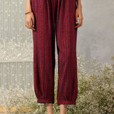 Nazneen Fuchsia Abstract Printed Asymmetrical Hem Straight Mid Co-ord Set