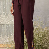 Mohra Dark Purple Embroidered Viscose Satin Mid Co-ord Set for Women
