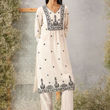 Hiral Pristine White Embroidered Modal Chanderi Co-ord Set for Women