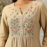 Saraab Green Embroidered Viscose Dress for Women