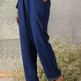 Mrunal Blue Embroidered Cotton Viscose Crinckled Long Co-ord set for Women