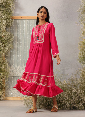 Graceful Lakshitas Fuchsia Dress With Vivid Embroidery Graceful Lakshitas Fuchsia Dress With Vivid Embroidery