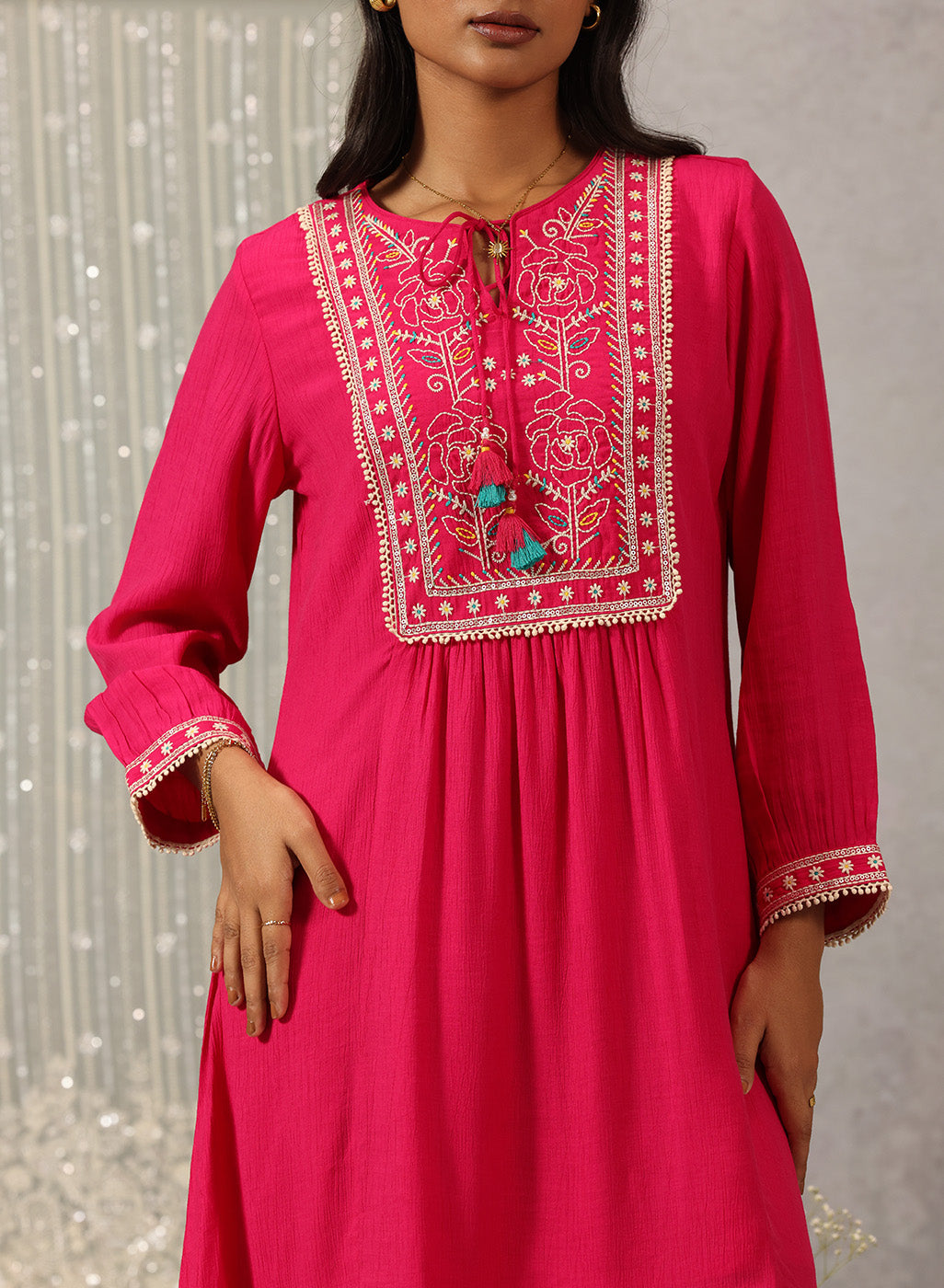 Graceful Lakshitas Fuchsia Dress With Vivid Embroidery Graceful Lakshitas Fuchsia Dress With Vivid Embroidery