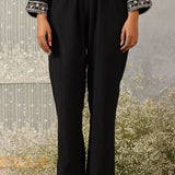 Hiral Classic Black Embroidered Modal Chanderi Mid- Co-ord Set for Women