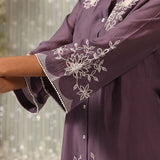 Aks Purple Embroidered Modal Chanderi Tunic for Women