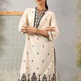 Riwayat Classic Black Embroidered Rayon Flex Mid- Kurta for Women