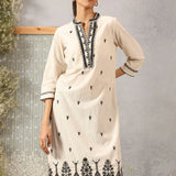 Riwayat Classic Black Embroidered Rayon Flex Mid- Kurta for Women