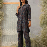 Kali Navy Blue Printed Viscose Co-ord Set for Women