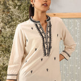 Riwayat Classic Black Embroidered Rayon Flex Mid- Kurta for Women