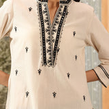 Riwayat Classic Black Embroidered Rayon Flex Mid- Kurta for Women