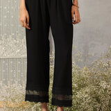 Rhea Black Rayon Loose Fit Palazzo Pants for Women