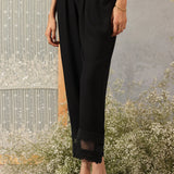 Rhea Black Rayon Loose Fit Palazzo Pants for Women
