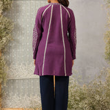 Surur Purple  Embroidered Cotton Viscose Crinkled Top for Women