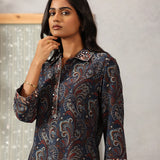 Kali Navy Blue Printed Viscose Co-ord Set for Women