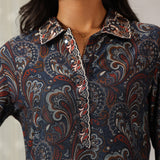 Kali Navy Blue Printed Viscose Co-ord Set for Women