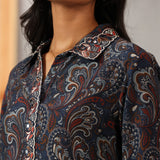 Kali Navy Blue Printed Viscose Co-ord Set for Women