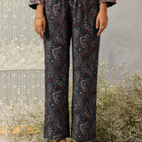 Kali Navy Blue Printed Viscose Co-ord Set for Women