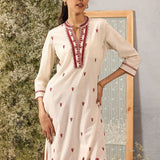 Riwayat Maroon Embroidered Rayon Flex Mid Kurta for Women