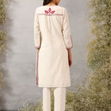 Nafees Maroon Embroidered Viscose Satin Mid Co-ord set for Women