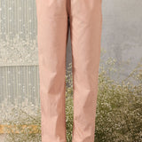 Solid Peach Textured Kurta Set with Schiffli & Lace Work