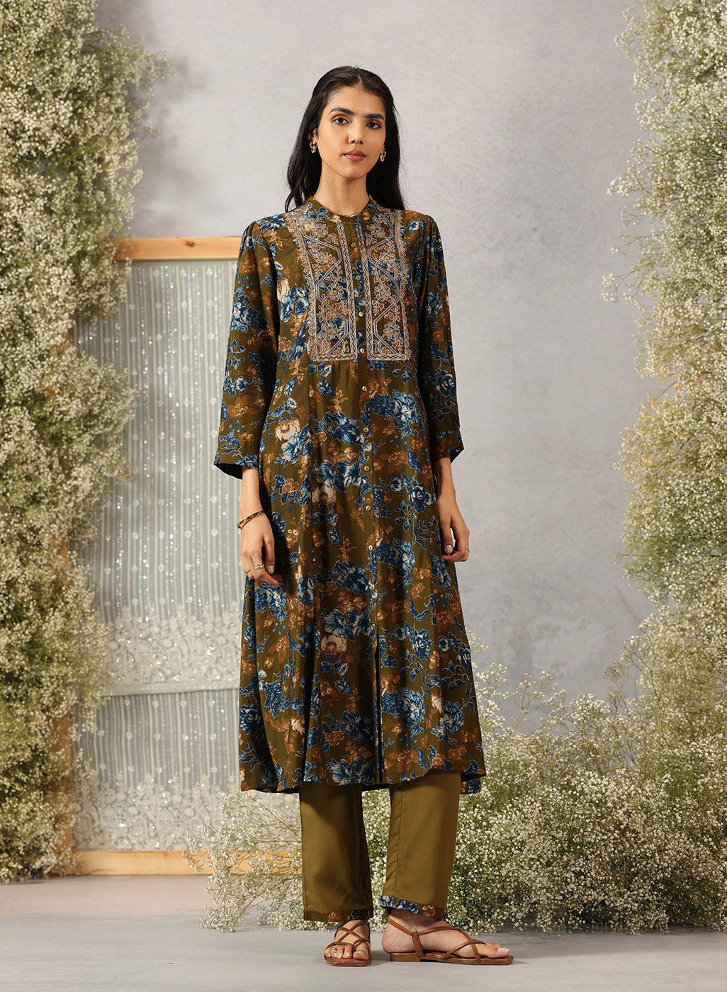 GRECIILOOKS Set Kurta da donna con stampa floreale | Kurta dritto GRECIILOOKS Set Kurta da donna con stampa floreale | Kurta dritto