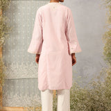 Pink Mid-length Cotton Kurti  for Women with Embroidery