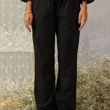 Parizad Black Embroidered Cotton Blend Mandarin Collar Straight Co-ord Set