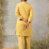 Yellow A-line Embroidered Georgette Kurta Set for Women