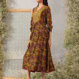 Junoon Chartreuse Printed Rayon Dress for Women