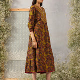 Junoon Chartreuse Printed Rayon Dress for Women